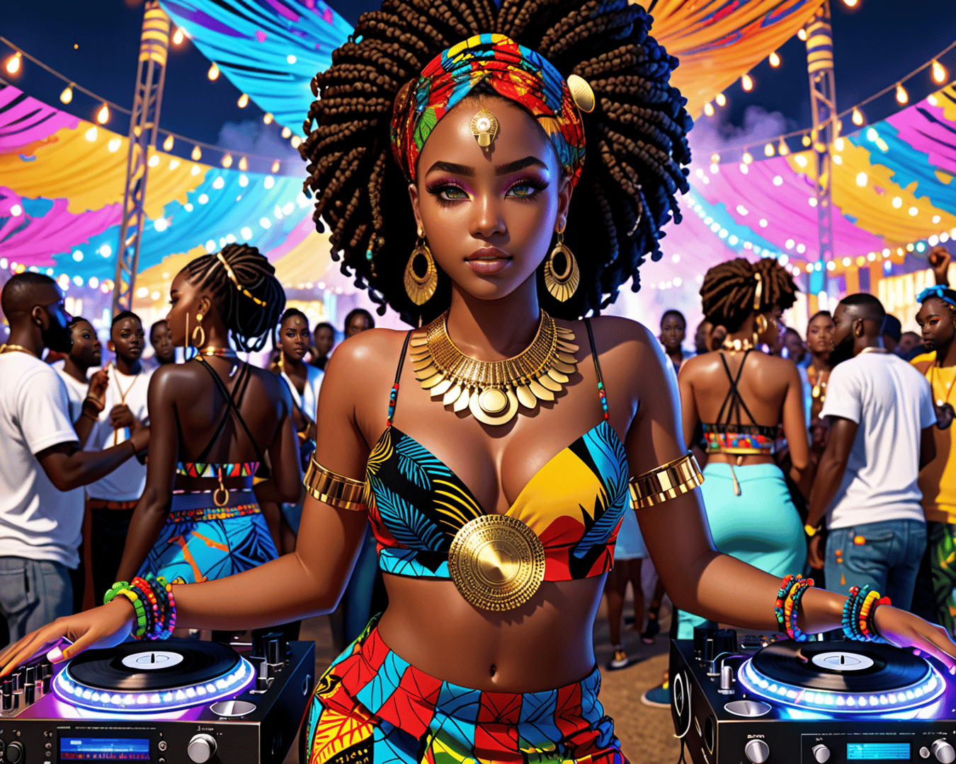 AI generated wallpaper featuring dj, woman, festival