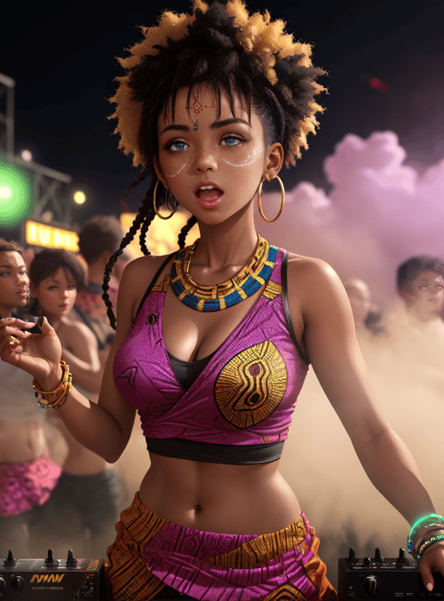 dj, woman, crowd