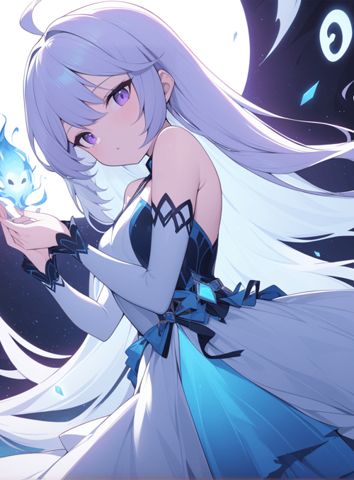 anime girl, flying creature, crystals