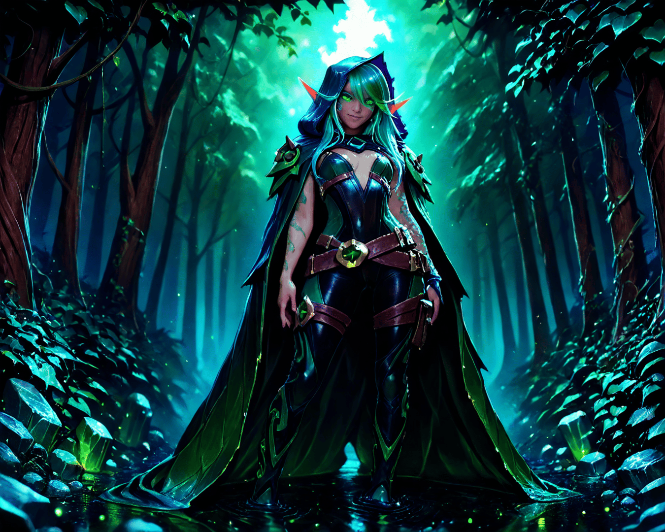 AI generated wallpaper featuring elf, warrior, magician