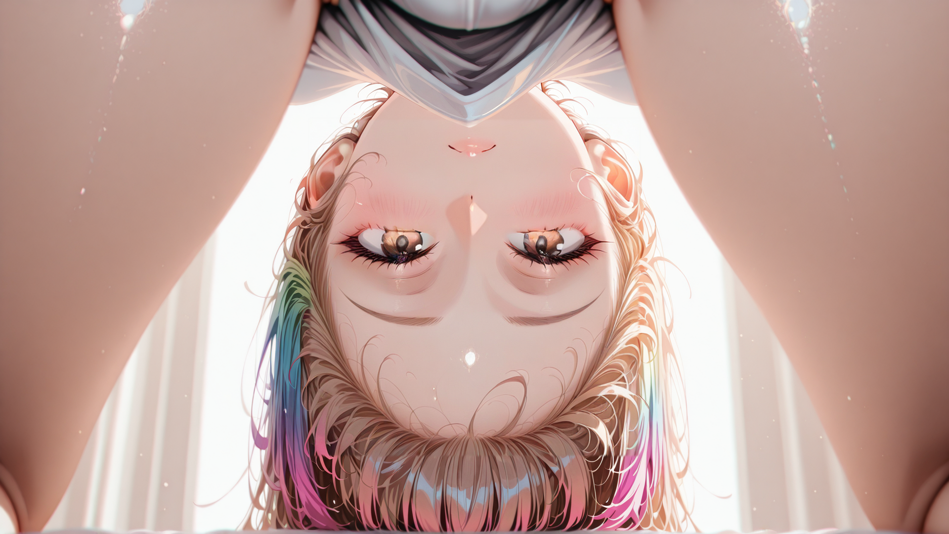 AI generated wallpaper featuring girl, hair, eyes