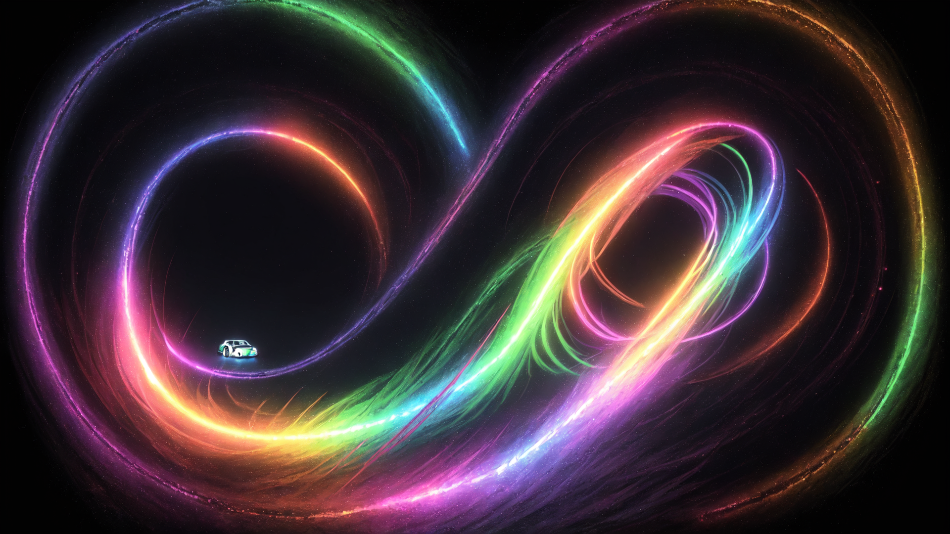 AI generated wallpaper featuring car, neon, loop