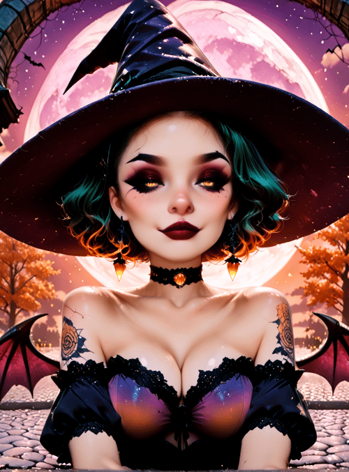 witch, pumpkin, castle, candle, moon