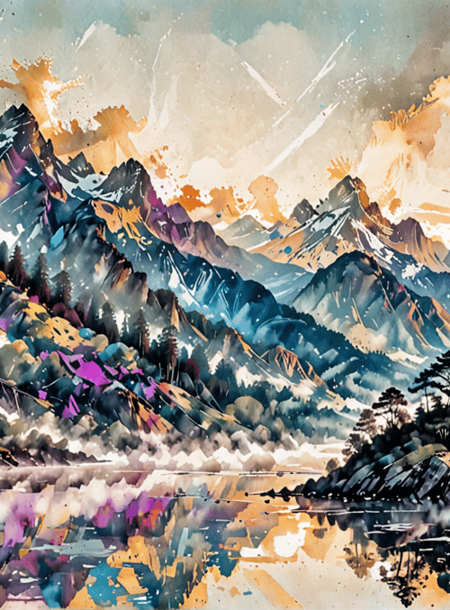 mountains, lake, trees, forest, landscape, water, sky, reflection, clouds, sunrise