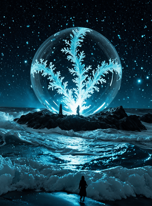 crystal ball, snowflake, person