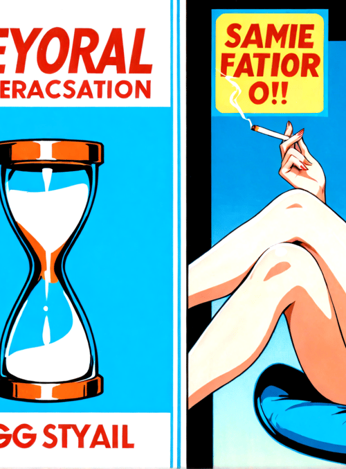 hourglass, woman, cigarette, poster, text, chair, hair