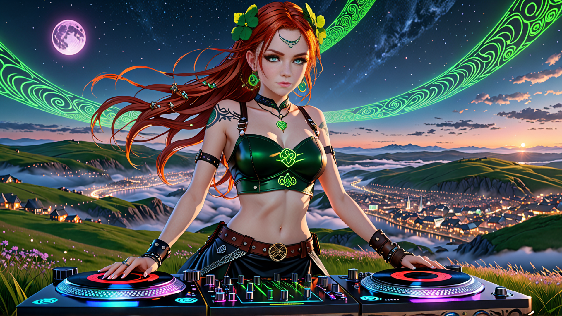 AI generated wallpaper featuring dj, woman, nature