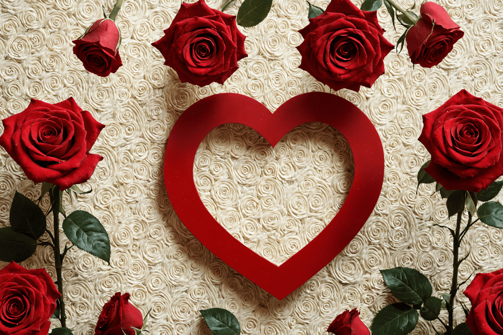 AI generated wallpaper featuring roses, heart