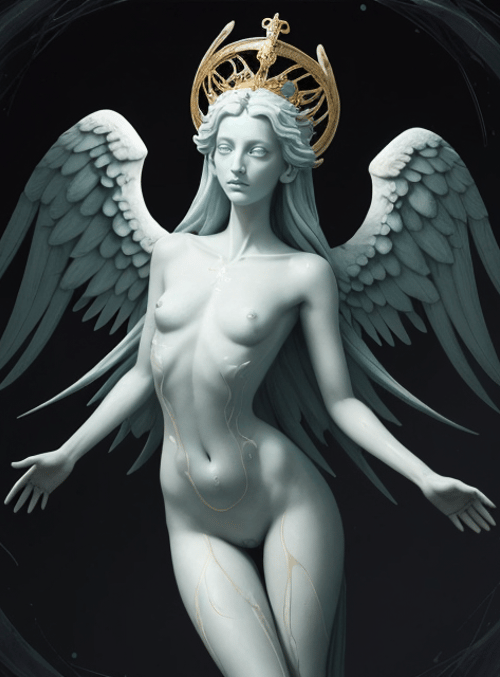 angel, statue, wings
