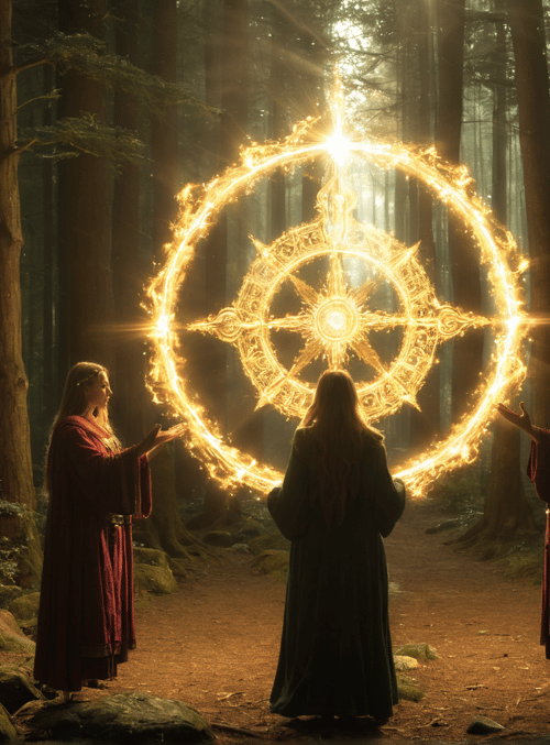 magicians, circle, forest
