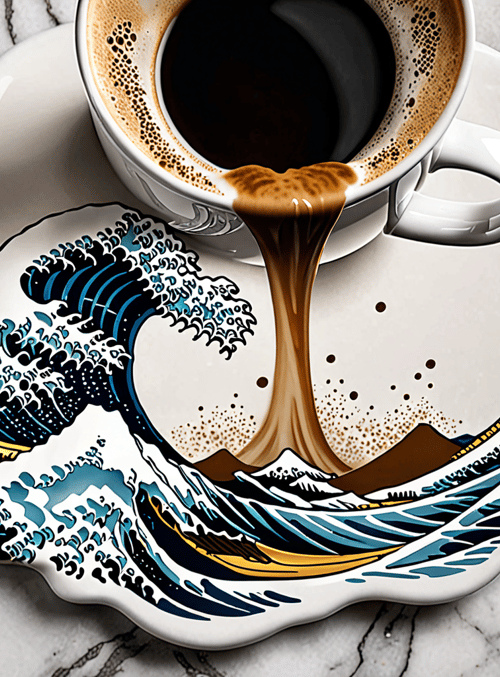 coffee, wave, plate