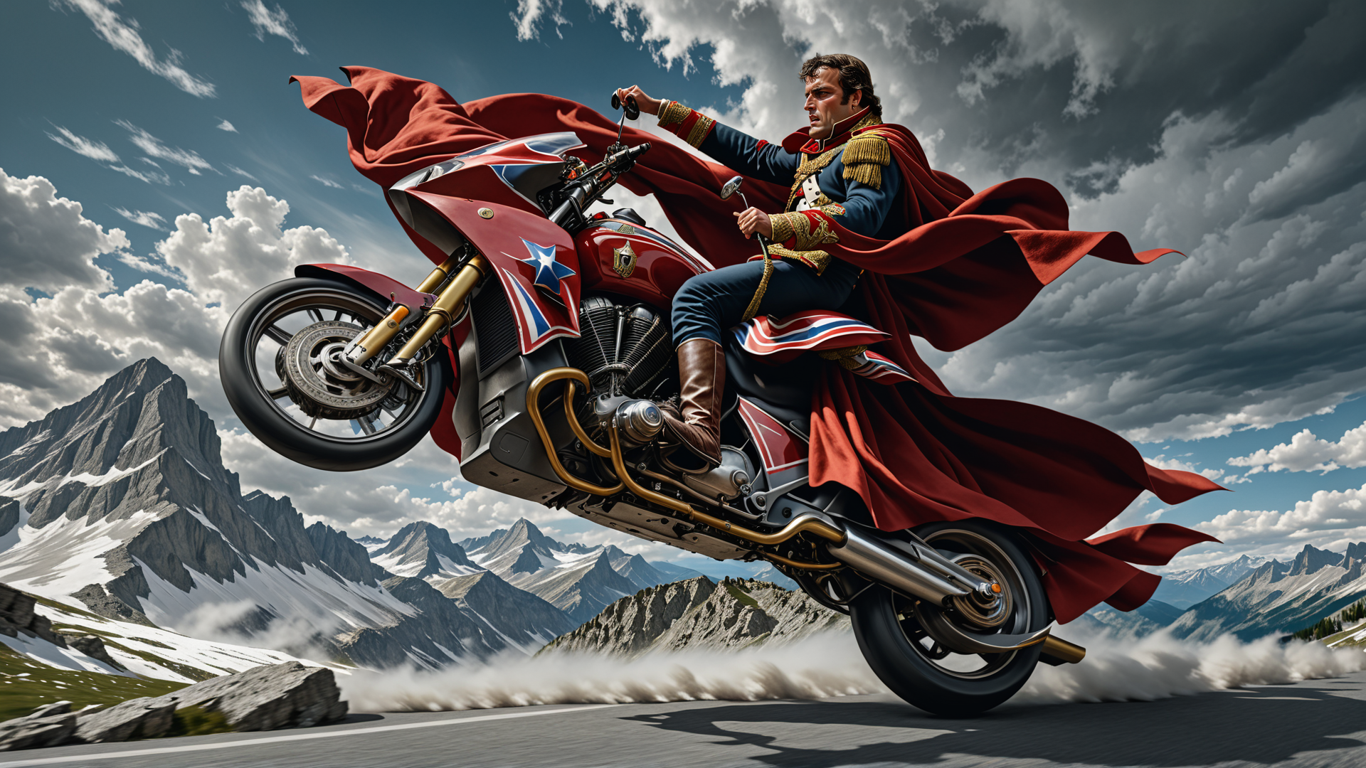 AI generated wallpaper featuring motorcycle, general, cape