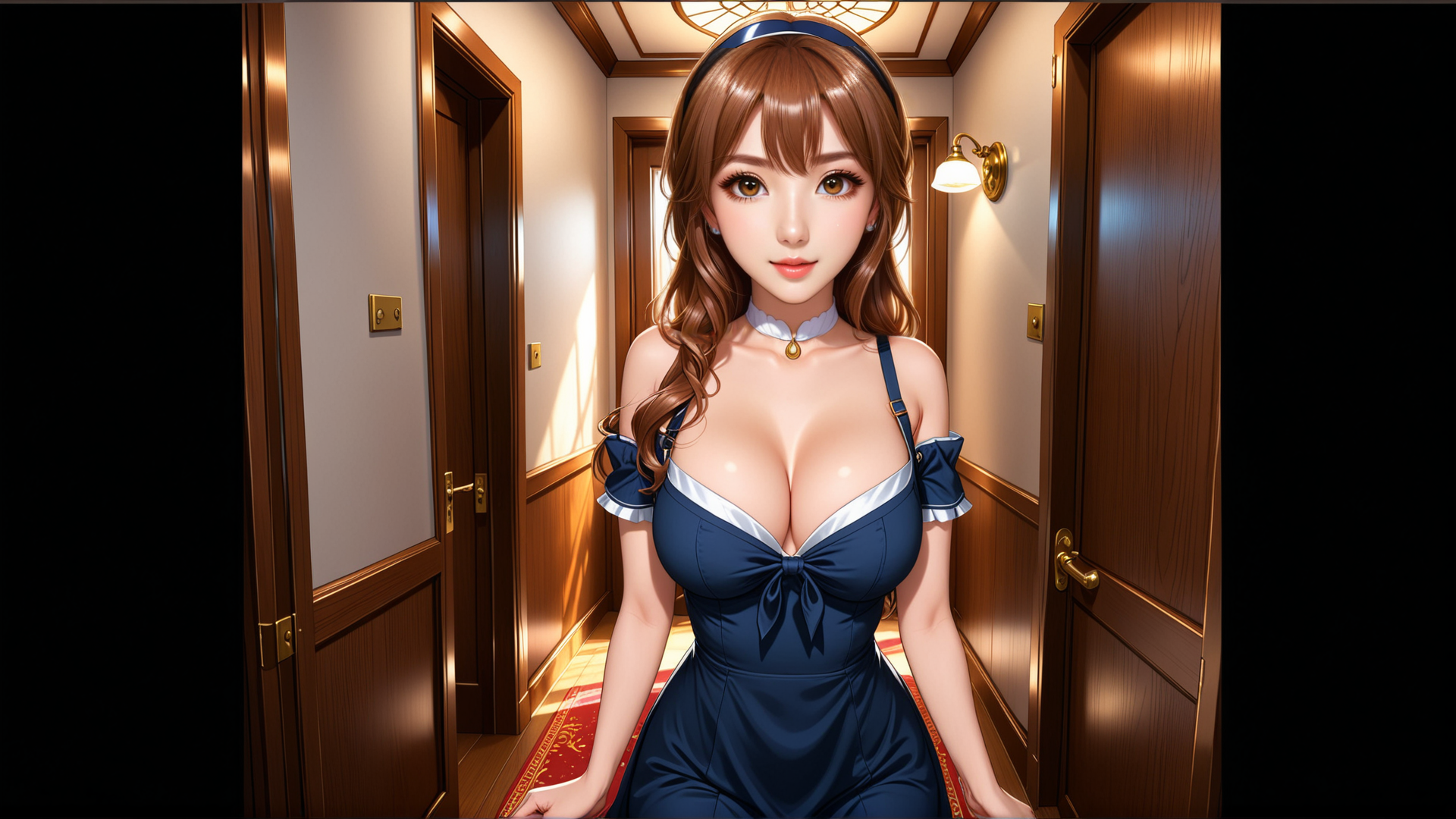 AI generated wallpaper featuring woman, maid, dress