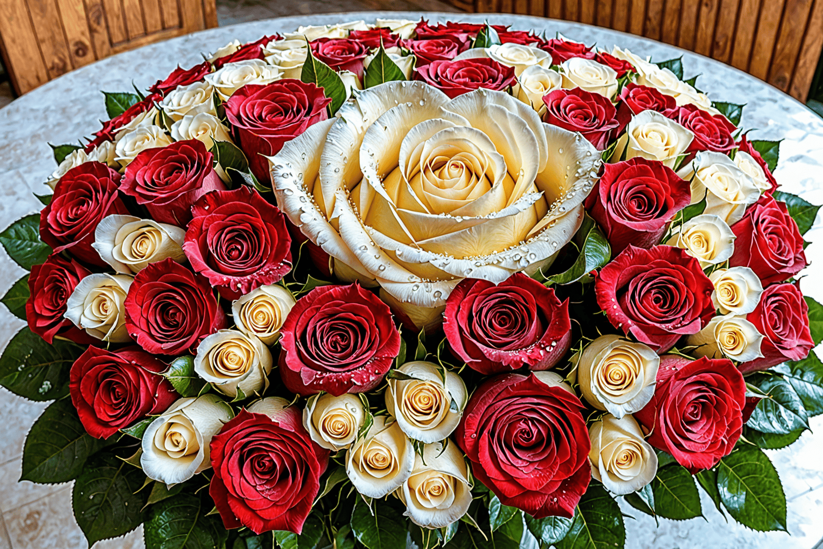AI generated wallpaper featuring roses, bouquet, flowers