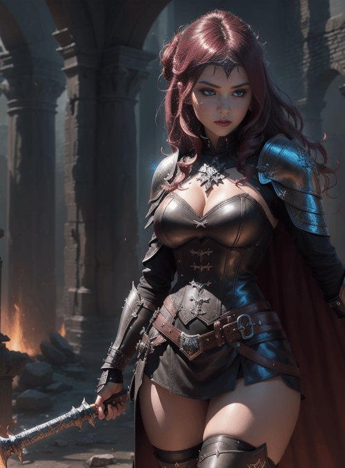 warrior, woman, armor
