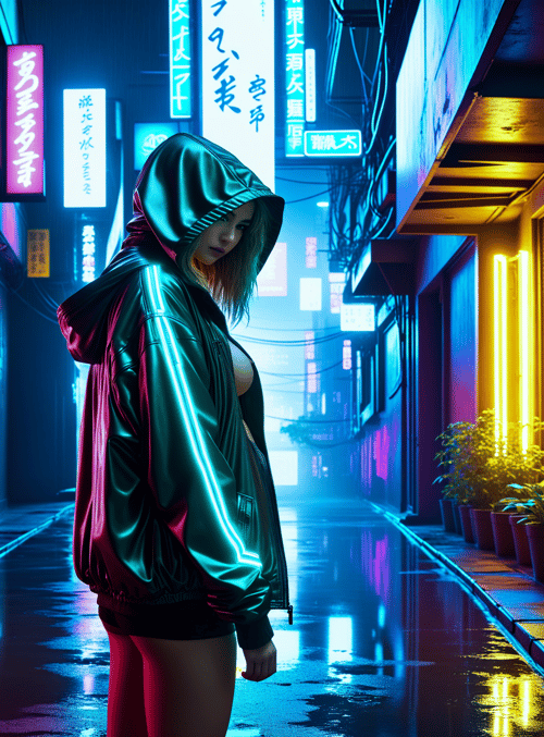 woman, hoodie, alley