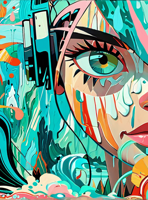 face, painting, abstract, flow, tears, floral