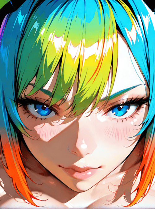 anime girl, headphones, hair