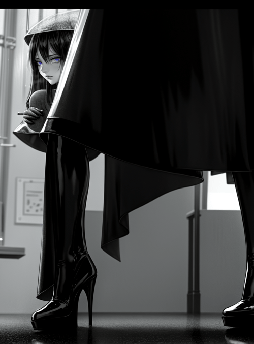girl, figure, umbrella