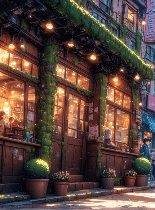 street, cafes, people