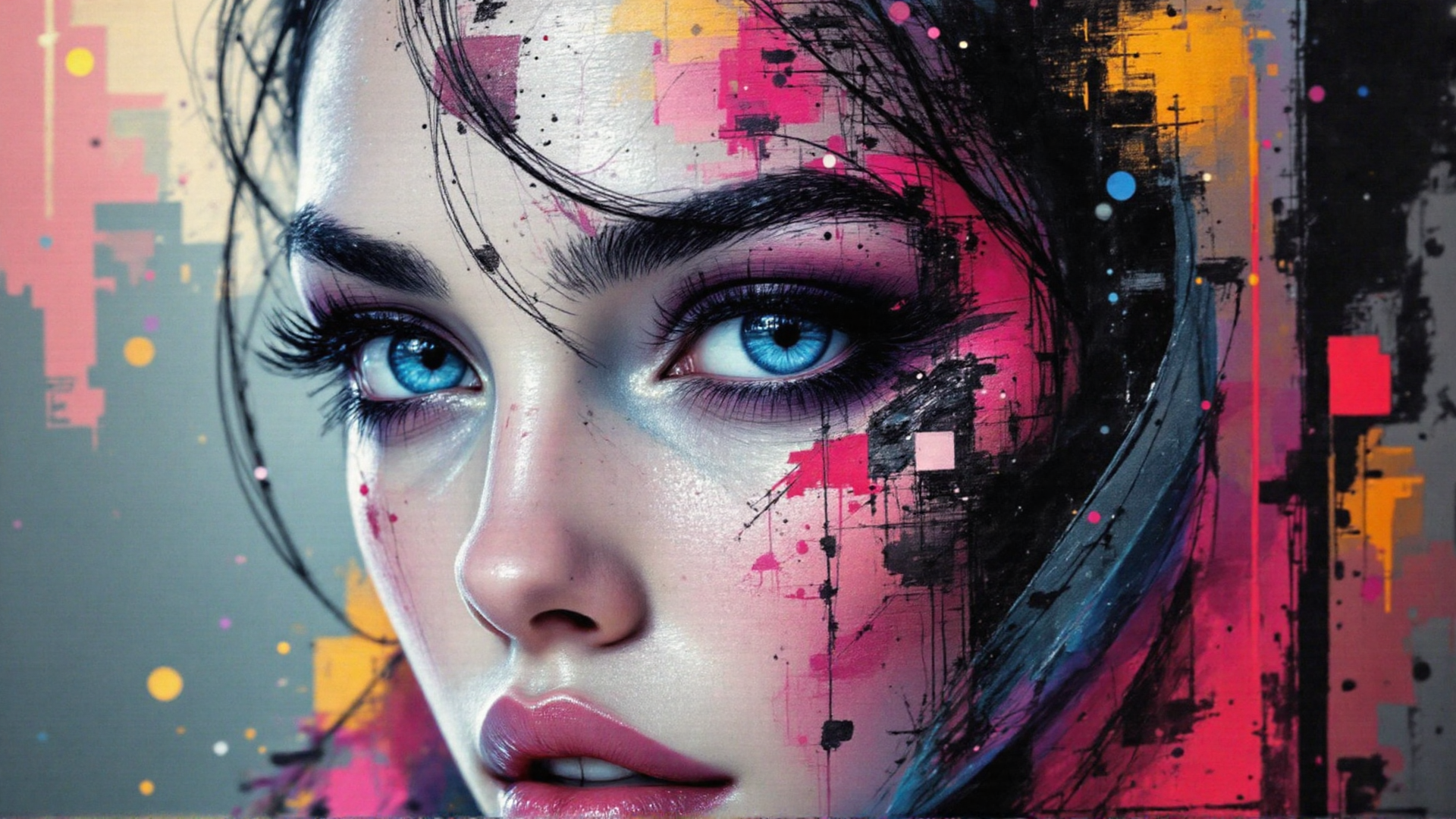 AI generated wallpaper featuring woman, face, artwork