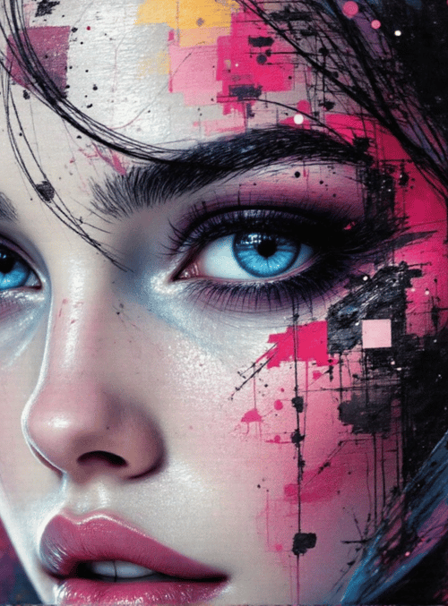 woman, face, artwork