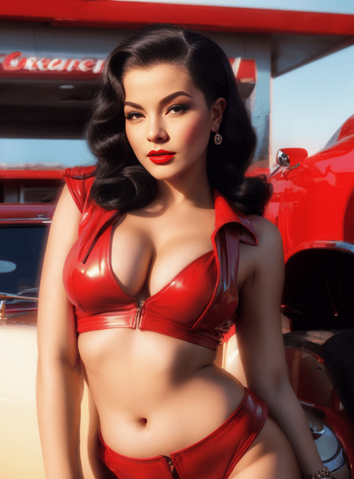woman, vintage cars