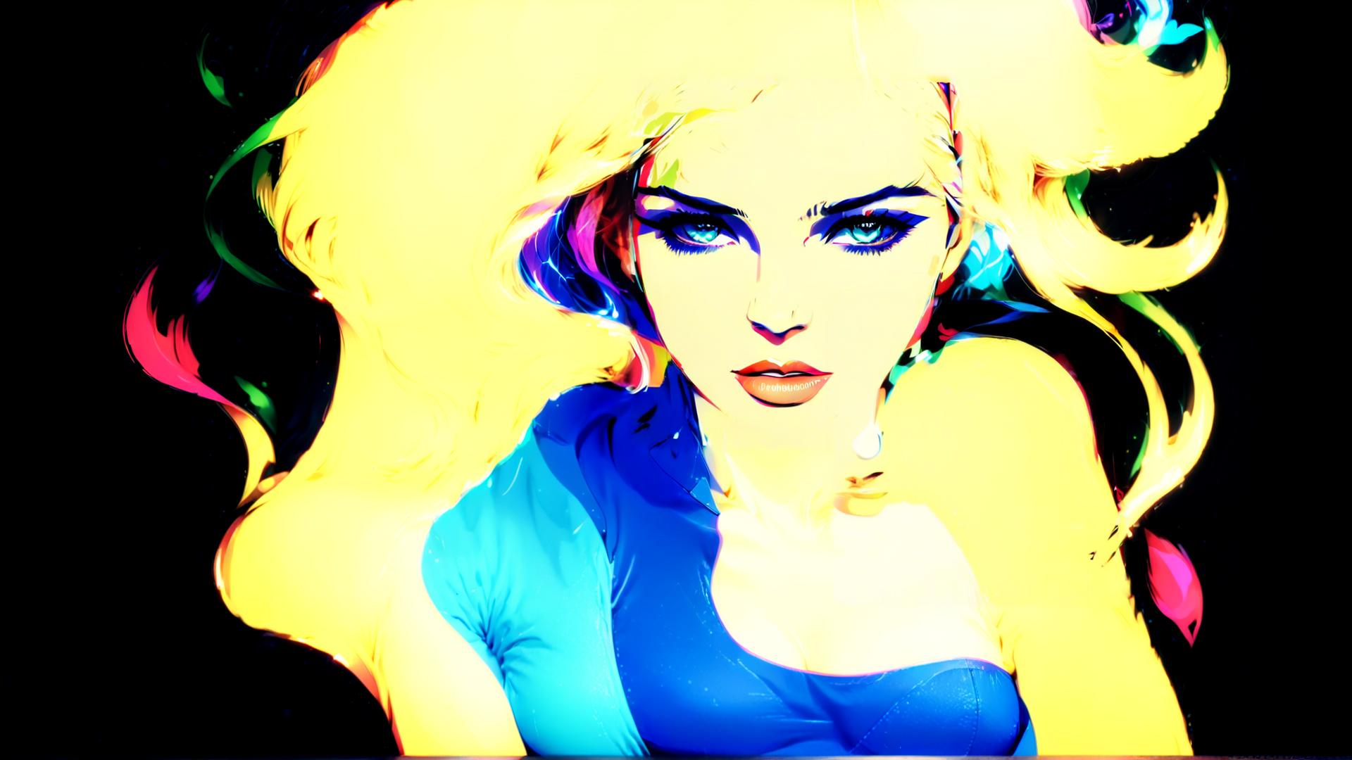 AI generated wallpaper featuring woman, hair, dress
