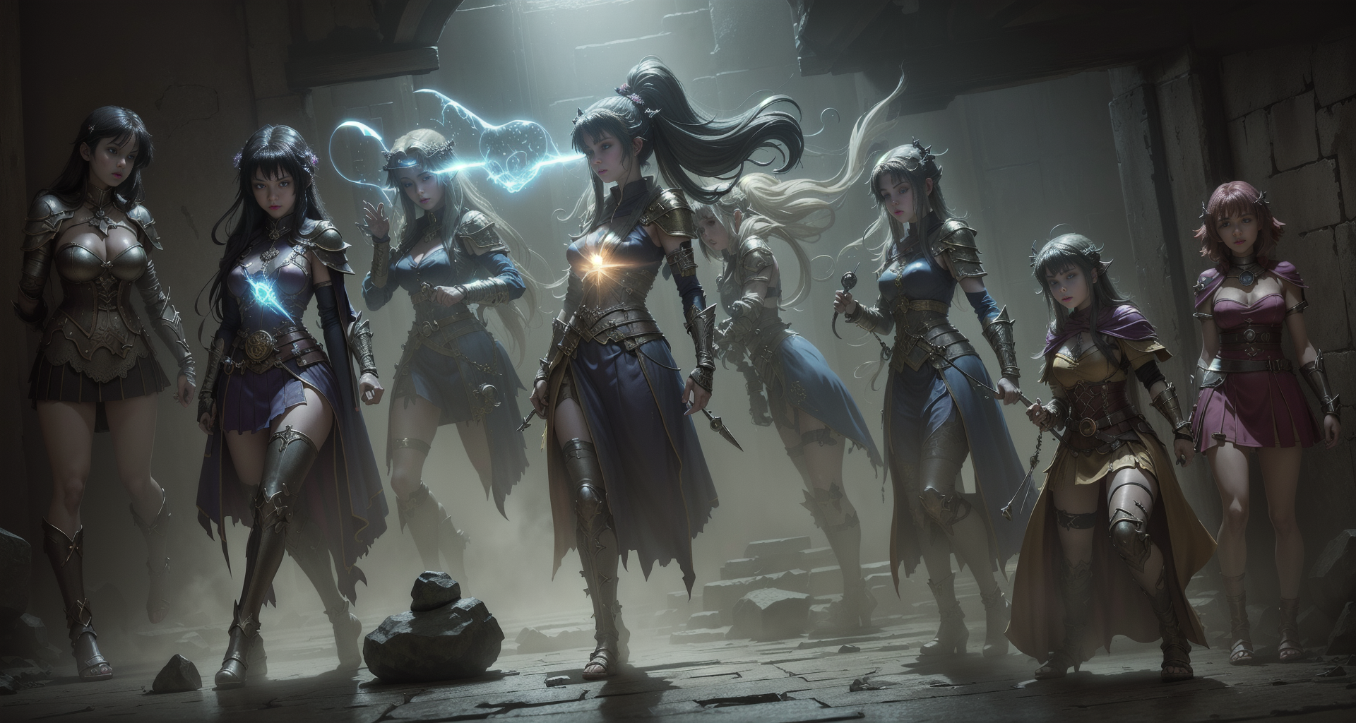 AI generated wallpaper featuring warriors, fantasy, women