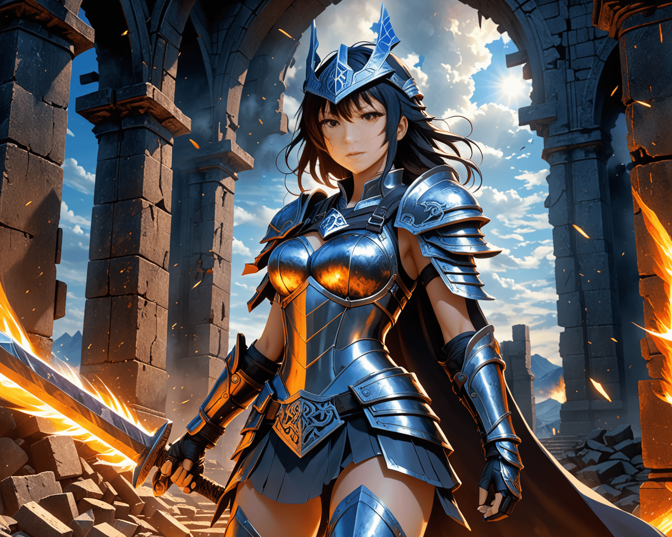 AI generated wallpaper featuring warrior, skeleton, armor