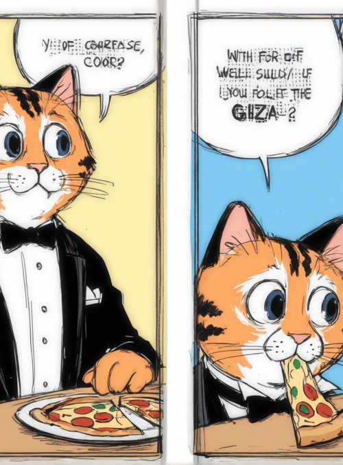 cat, pizza, cart