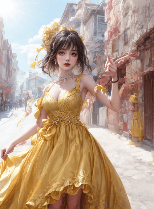 woman, dress, street