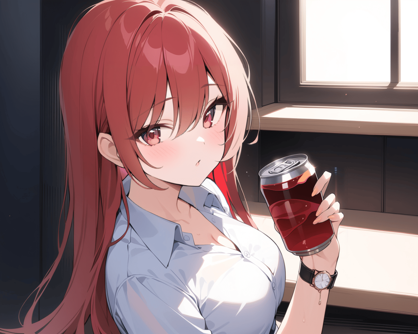 AI generated wallpaper featuring anime girl, woman, can
