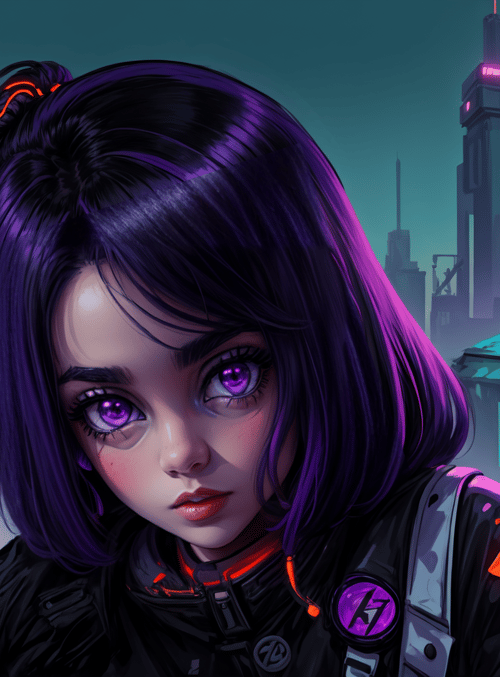 cyberpunk girl, cityscape