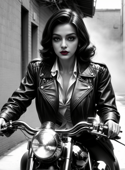 woman, motorcycle, alley