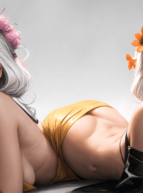 woman, flower crown, bikini, hair, earrings, posture