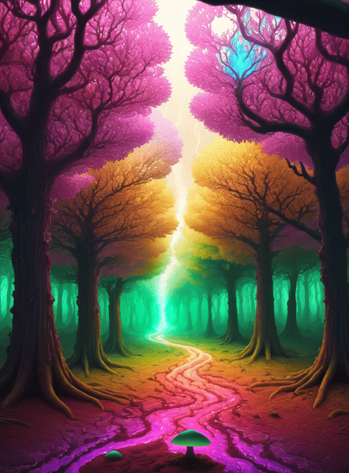 trees, path, forest