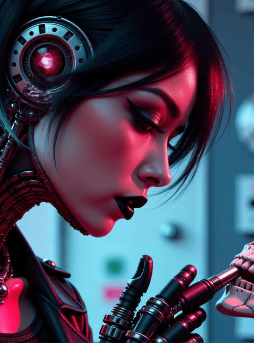 cyborg, skull, mechanical