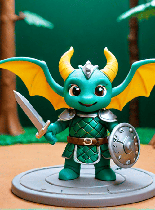 dragon, knight, sword, shield, tree, figurine, armor, horn, wing, base
