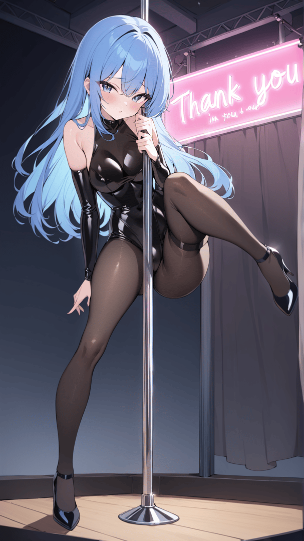 AI generated wallpaper featuring anime girl, pole dancer, pantyhose