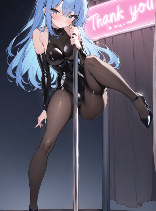 anime girl, pole dancer, pantyhose