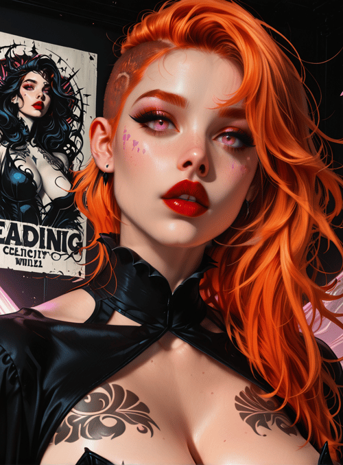 woman, fairy, wings, tattoo, posters, red hair