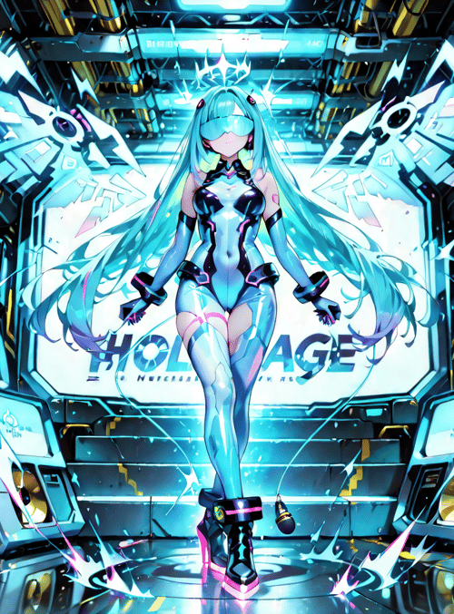 cyberpunk girl, virtual idol, robotic figure