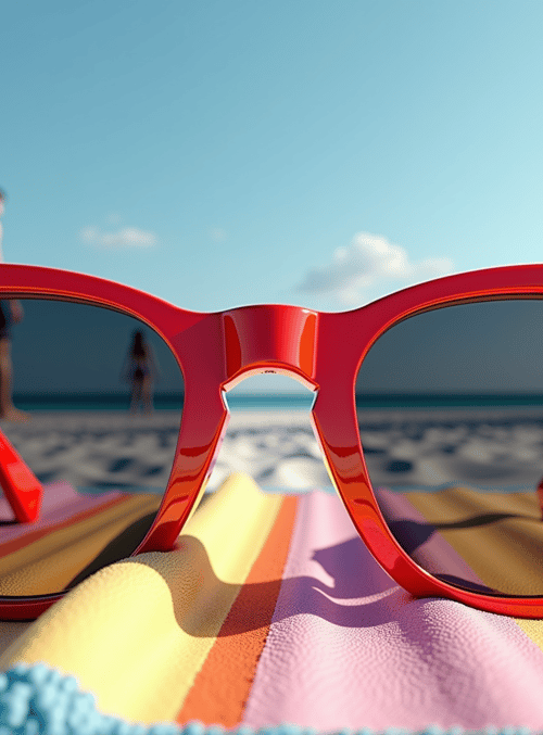 glasses, beach, godzilla