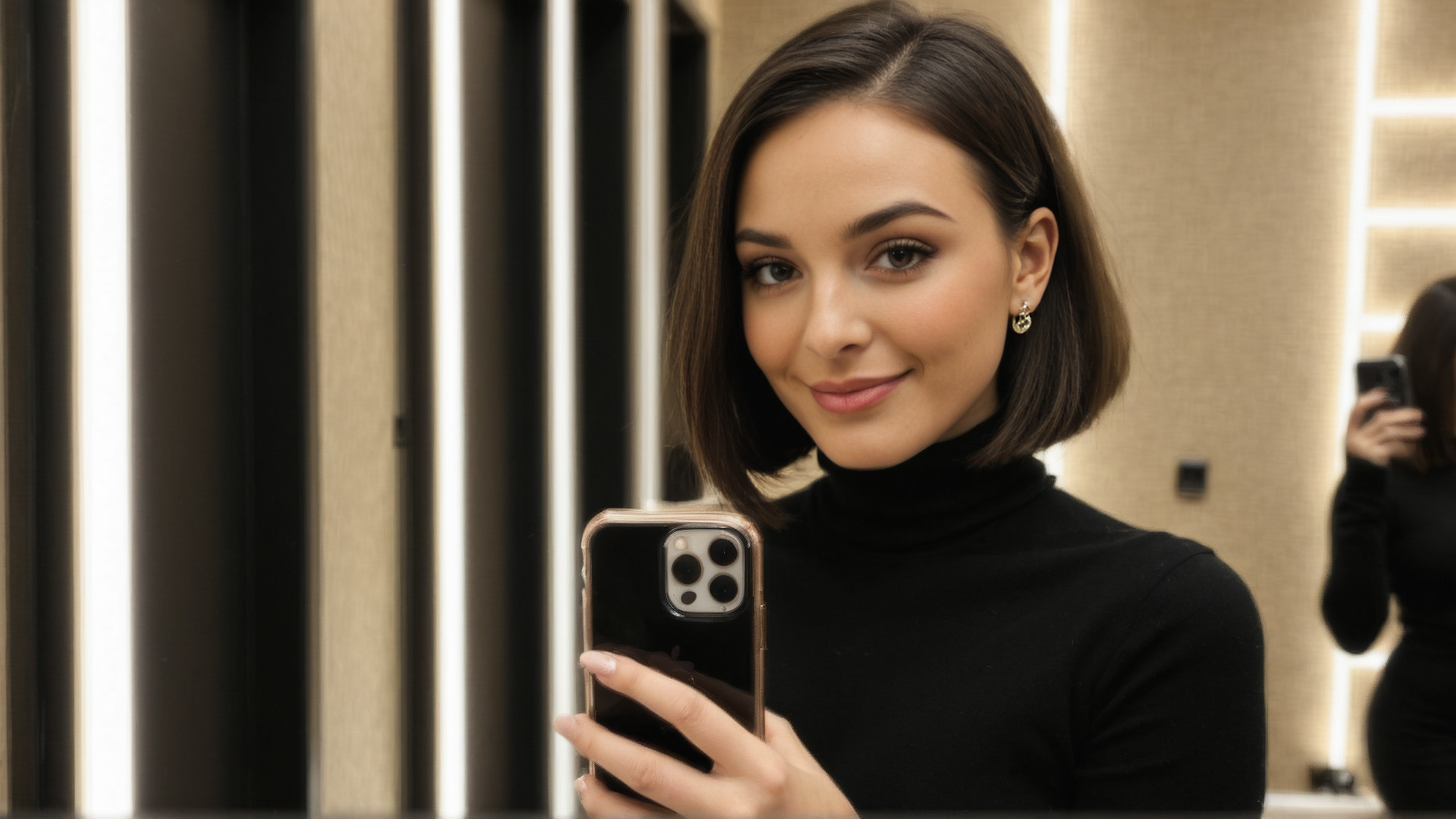 AI generated wallpaper featuring woman, phone, mirror
