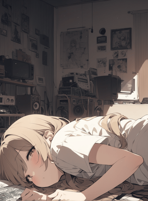 girl, analog equipment, book