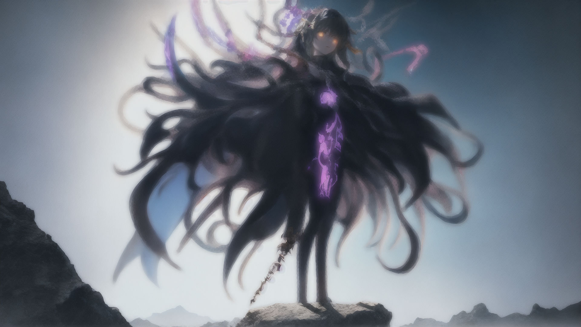 AI generated wallpaper featuring anime character, dark figure, soul