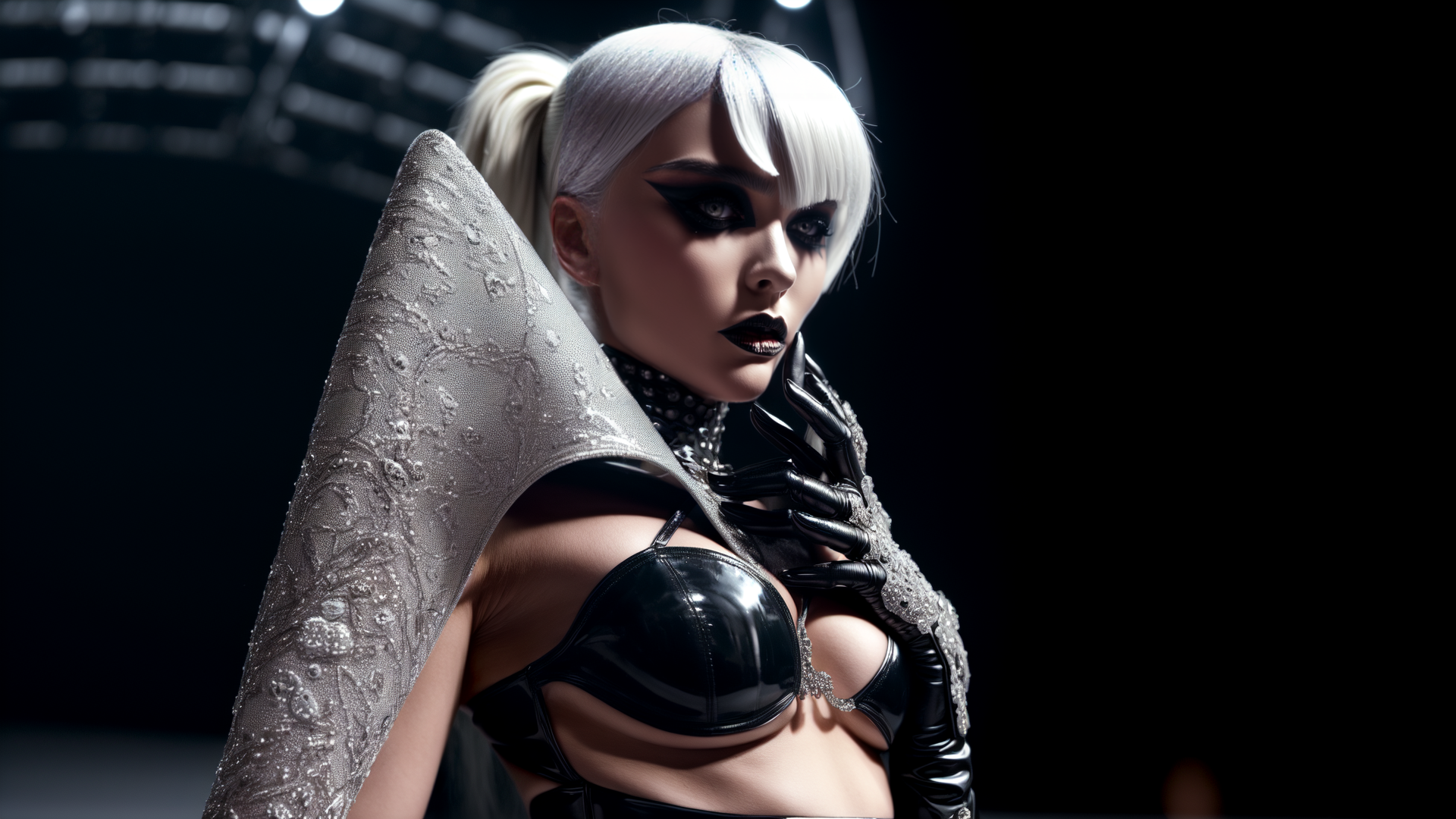 AI generated wallpaper featuring woman, costume, gloves