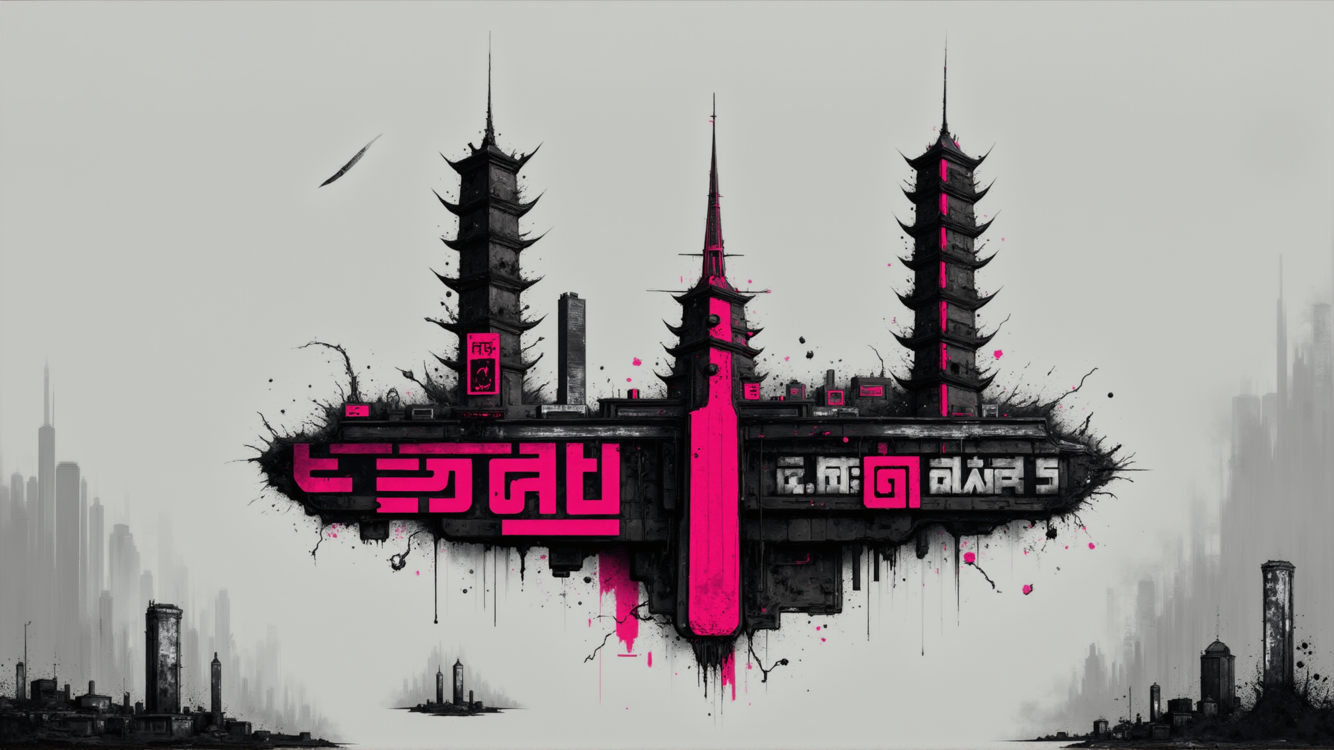 AI generated wallpaper featuring tower, cityscape, building, structure, skyscraper, monument, architectural, digital, art, graphic