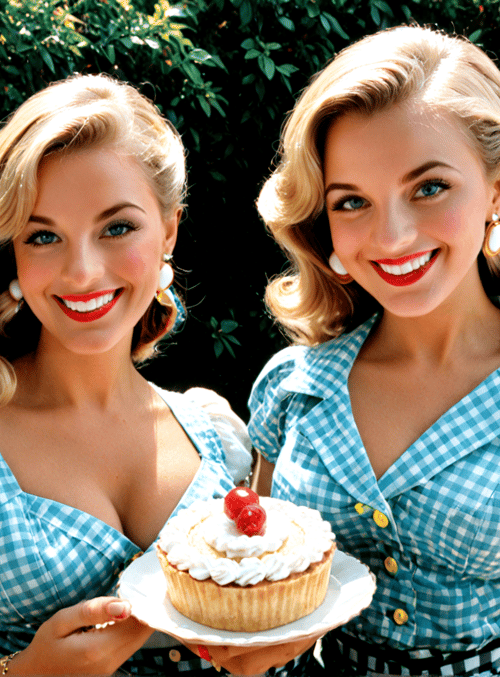 women, cupcakes, pies, gardens, bakeries, desserts, pastries, baker, pastel, retro